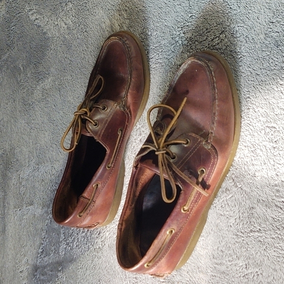 .Timberland Chestnut Brown Leather Boat Shoes Sz 10 - Picture 1 of 8